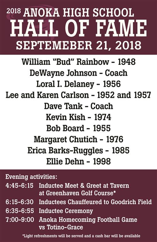 September 2018 Hall of Fame flyer