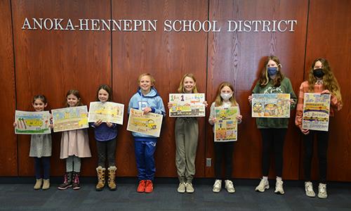 Winners from this year's district school bus safety poster contest