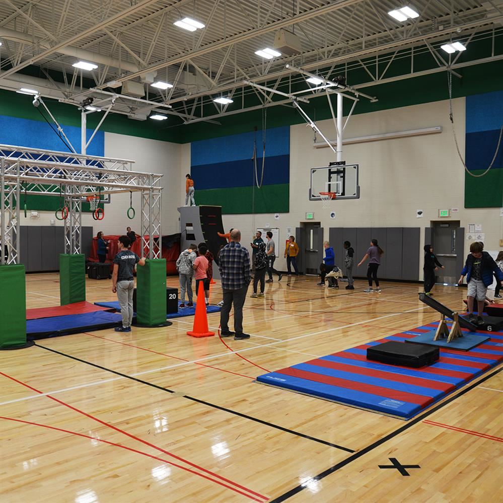   Students participating in the ninja warrior course at CBPA on Oct. 31