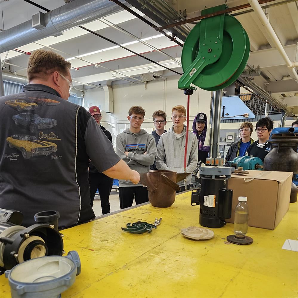  students viewing a demonstration