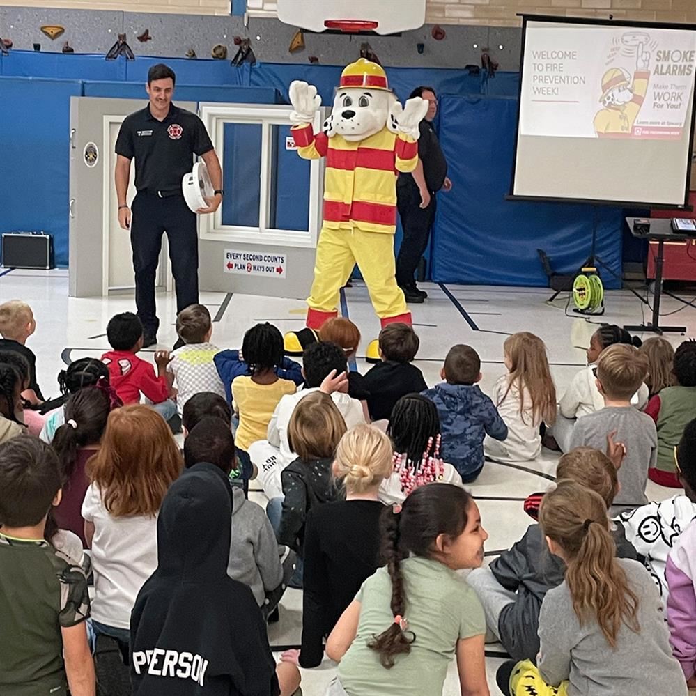  Students at Mississippi hear from the Coon Rapids Fire Department for fire safety lesson