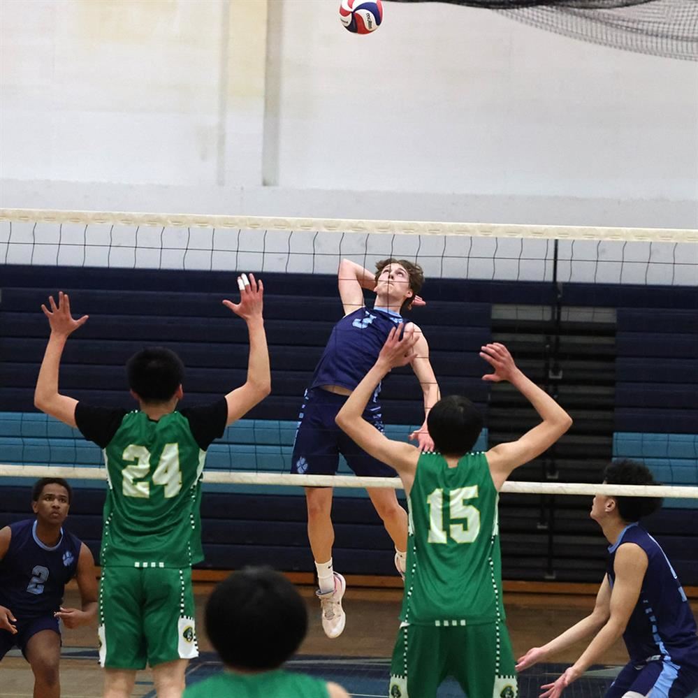  Blaine High School boys volleyball in action in the first ever match on March 31