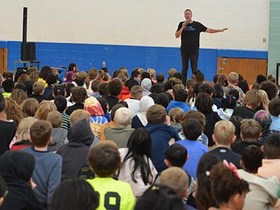 Bryan in front of group of students