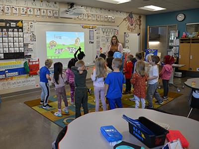 kindergarten students learning in a classroom
