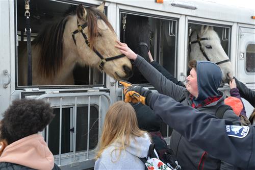 Mounted police visit STEP. 
