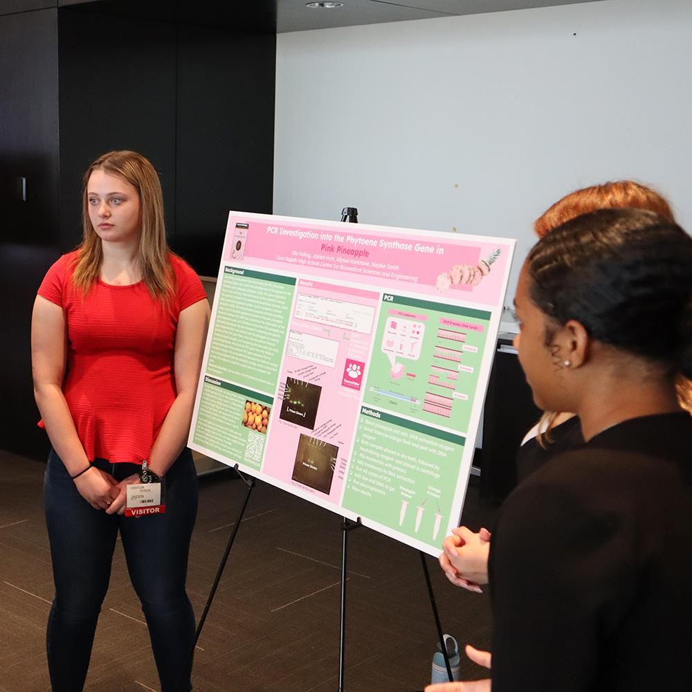 Students presenting capstone projects at Medtronic