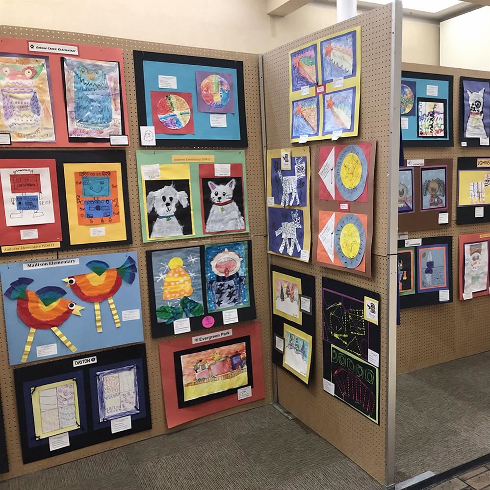  Artwork on display at the district elementary art fair at Northtown mall