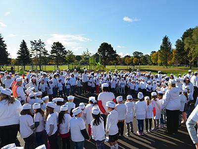 Students at Monroe Elementary school attempt to set a world record on Oct. 14 