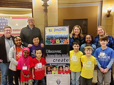 Monroe Elementary students and staff at the Capitol on Jan. 19