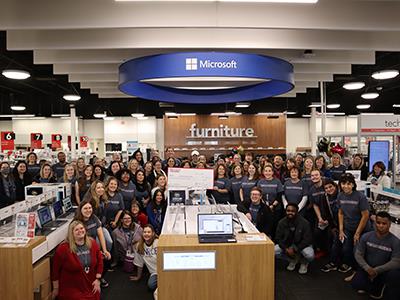 Monroe Elementary staff pose for a picture at Office Depot