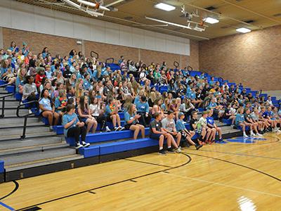 group of students in the bleachers